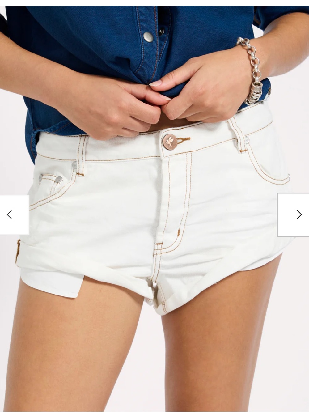 One Teaspoon Bandits Low Waist Denim Shorts White Beauty Size 22